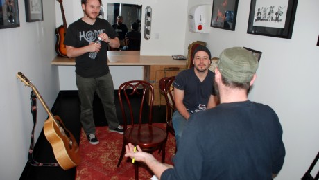 The band Turin Brakes being interview at Joe's Pub